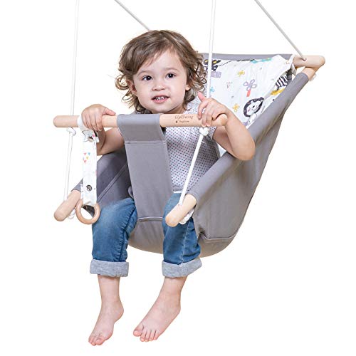 Wooden Hammock Chair for Toddlers and Kids，Porch Fabric Kids Swing Toys，Indoor and Outdoor Baby Canvas Swing seat Chair up to 4 Year，Baby Christmas and Birthday Gift-Cute Animal