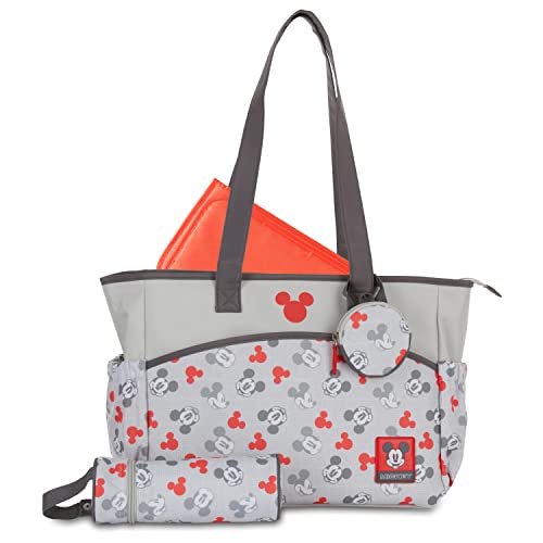 Disney Unisex Baby Tote Diaper Bag and Changing Pad, Minnie Mouse Bows Print, Large