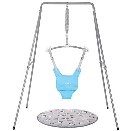 Baby Jumper with Stand, Baby Jumpers and Bouncers, Baby Exerciser Suitable for 6-24 Months, Easy to Assemble & Store Jumper for Baby (Blue)