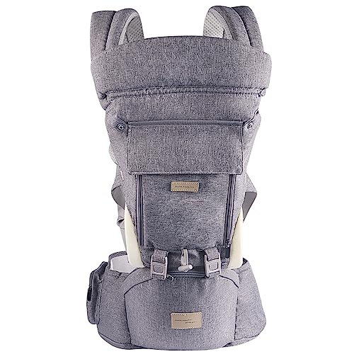 Ergonomic Baby Carrier with Hip Seat and Head Support (7-41 Pounds), Soft Fabric and Breathable Materials for Newborns & Toddlers