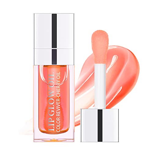 Hydrating Lip Glow Oil, Moisturizing Lip Glow Oil, Nourishing Glossy Transparent Lip Oil, Plumping Lip Oil, Lip Balm, Non-sticky Tinted Toot Lip Balm for Lip Care (Pink)