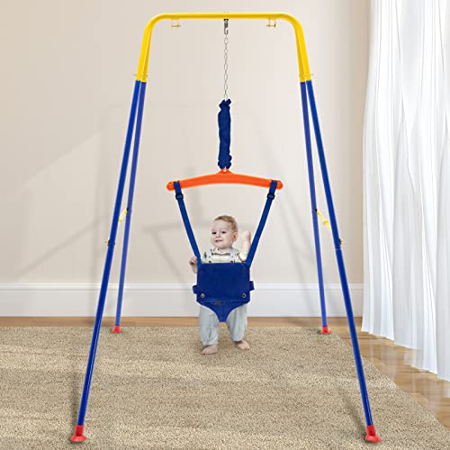 Baby Jumper, Baby Bouncers with Stand and Adjustable Seat Bag, Baby Door Jumper for Indoor/Outdoor Play, Bouncers for Baby, Baby Bouncer Activity Center, Easy to Assemble and Store