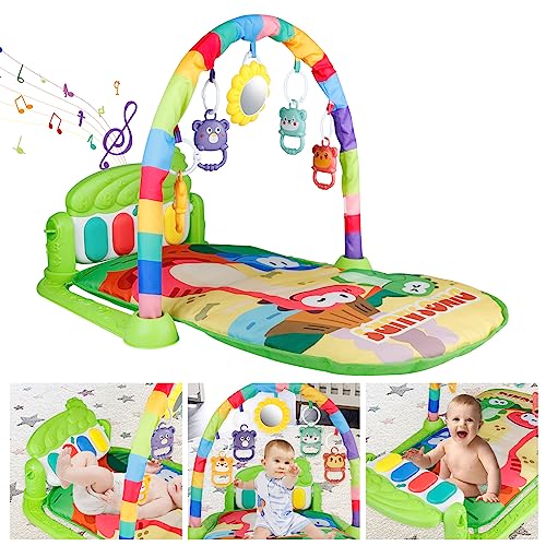 Baby Play Mat, Activity Gym Mat with Musical Light Activity Center & Play Piano, Baby Early Development Toys Gift for Newborn Infants Toddlers