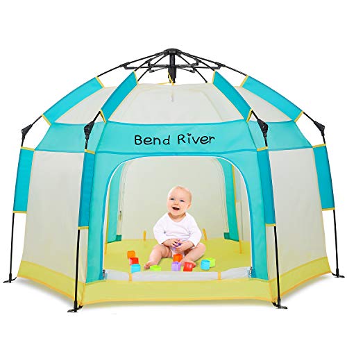 Bend River Baby Playpen with Canopy, Portable Baby Beach Tent, Toddler Play Yard Indoor and Outdoor, Foldable Mosquito Net for Infant – Green