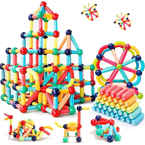 DMOIU Magnetic Building Blocks STEM Educational Toy for Kids Montessori Learning Sticks and Balls, Sensory Activities Autism Toys, Outdoor Toys for Toddlers, Gift for Boys and Girls Preschool