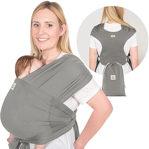 KeaBabies Baby Wraps Carrier, D-Lite Baby Wrap – Easy-Wearing, Adjustable Baby Sling Carrier, Baby Carrier Newborn to Toddler, Infant Baby Carrier Wrap Holder, Ring Sling Baby Carrier (Graphite)