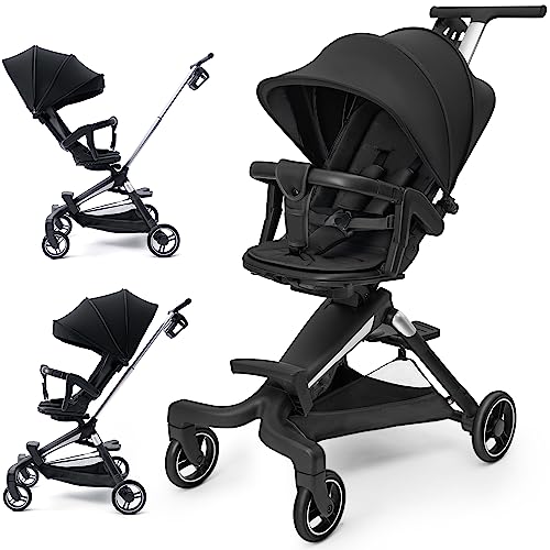 Lightweight Stroller, Convenience Baby Stroller with 360° Two-Way Rotational Seat, Baby Toddler Stroller for Travel, Multi Position Recline, Ultra Compact Fold & Airplane Ready Travel Stroller