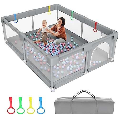 79″ ×71″ Extra Large Baby Playpen, Big Play Pens for Babies and Toddlers, Gap-Free, Climb-Proof Baby Playards for Indoor Fun, Baby Gate Playpen with Zippered Door and Storage Bag