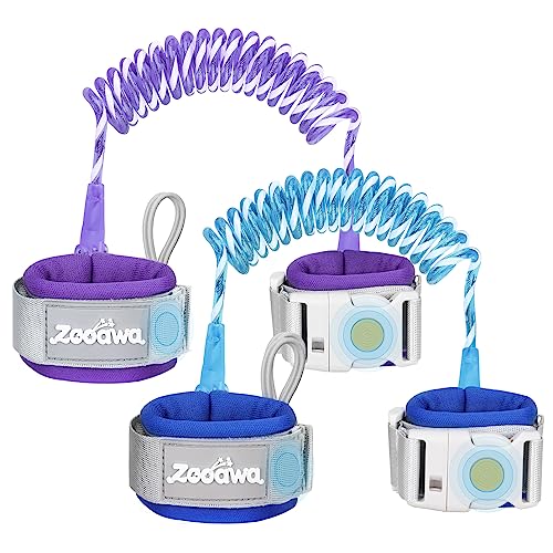 Zooawa Toddler Leash 2Pack, Toddler Kids Harness Anti Lost Wrist Link with Magnetic Lock, Reflective Safety Walking Harness Wristband Leashes for 2,3,4 Years Old Boys Girls, Dark Blue+Dark Purple