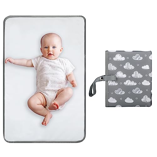 PHOEBUS BABY Portable Changing Pad – Waterproof Compact Diaper Changing Mat – Foldable Lightweight Travel Changing Station, Newborn Shower Gifts(Grey)