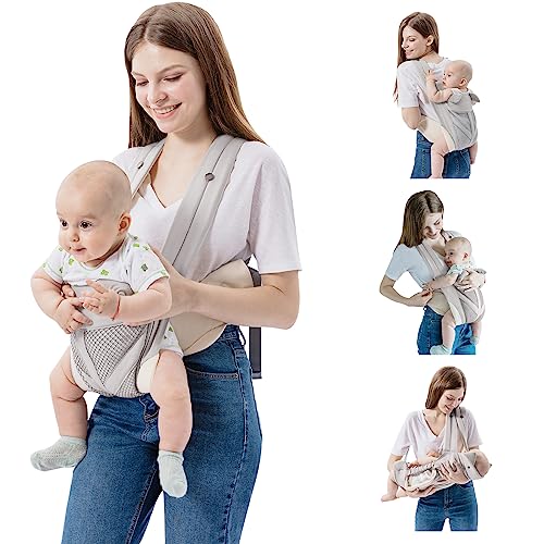 FUNUPUP Baby Carrier Newborn to Toddler, 4-in-1 Adjustable Breathable Infants Carrier Slings for Baby up to 35 lbs (Grey)