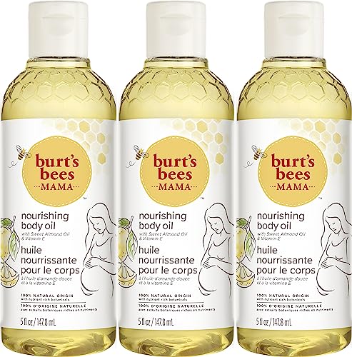 Burt’s Bees Mama Body & Belly Oil, Maternity Skin Care for Pregnancy, Treats Stretch Marks & Moisturizes Scars, Plant Based Formula Safe for Baby – 5 Oz (Pack of 3)