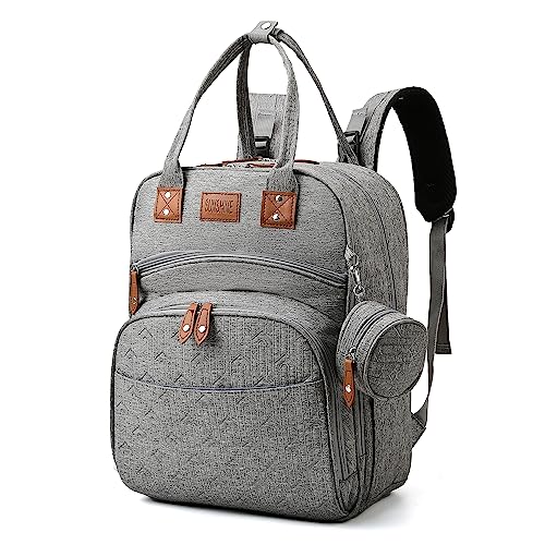KILISTEELS Diaper Bag Backpack, Multifunction Baby Essentials Travel Bag, Travel Essentials Baby Waterproof Diaper Bag, Large Capacity, Unisex, Grey