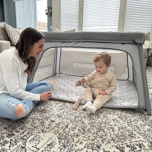 Newton Baby Travel Crib and Play Yard – 100% Breathable & Washable Portable Playpen for Babies | Largest-in-Class Surface Area | Baby Portable Playard Crib with Bassinet Mattress, Travel Bag & Sheet