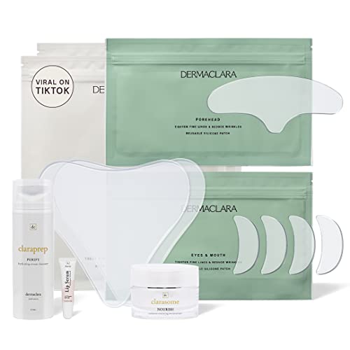 Dermaclara Complete Stretch Mark Care Kit – Silicone Body Patch for Scars and Claraprep Collagen Hydrating Foaming Facial Cleanser – Stretch Mark Prevention Pregnancy Must Haves