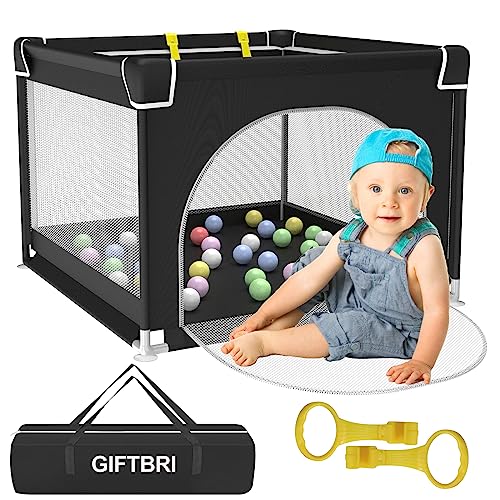 Small Playpen for Babies and Toddlers, 36x36in Baby Playpen, Baby Playard Baby Fence for Indoor Outdoor, Portable Play Pen with Door and 2 Pull Up Rings