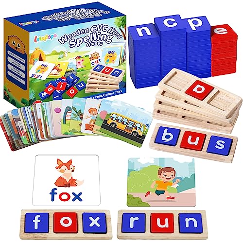 CVC Word Educational Toy Spelling Games, Preschool Toddler Learning Activities, Montessori Learning Toys Gifts for 3 4 5 6 Years Old Kids, 60 Sight Words Flash Cards Alphabet Puzzle for Toddlers