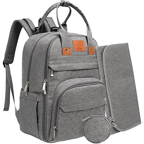 KeaBabies Diaper Bag Backpack, Baby Diaper Bag – Large Baby Diaper Bags for Baby Boy, Girl, Baby Diaper Bag with Changing Station Diaper Mat, Baby Bag for Boys, Girls, Dad Diaper Bag (Classic Gray)