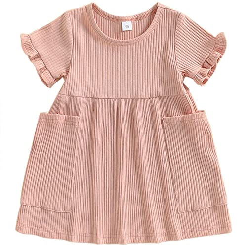 Newborn Baby Girl Dress Short Sleeve A Line Clothing Ruffle Sleeve Tiered Swing Casual Boho Dresses Overall Dress Sundress