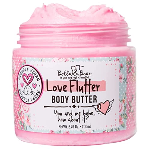 Bella and Bear Love Flutter Body Butter, Hydrating Formula, Soften & Prevent Scars, Stretch Mark Cream, 6.7oz