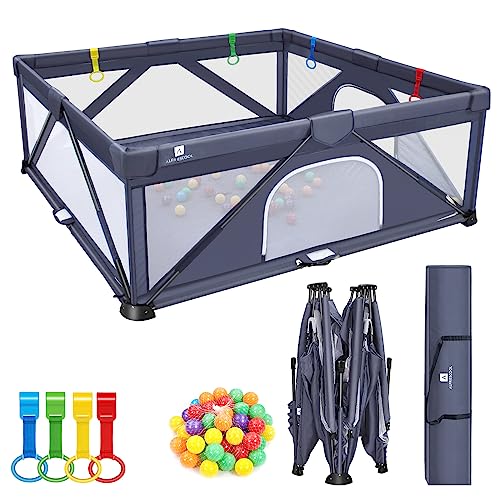 Foldable Baby Playpen, Baby Gate Playpen, Extra Large Baby Playards for Toddler, 47″x47″(15.5 sq. ft Space), Indoor & Outdoor Large Kids Activity Center, Suitable for Home Travel Picnic (47*47 INCHES)