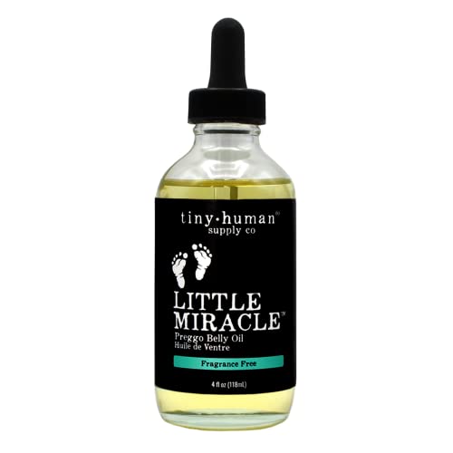 Tiny Human Supply Co Little Miracle Preggo Belly Oil (Fragrance Free) for Preventing Pregnant Mama Stretch Marks and Itching