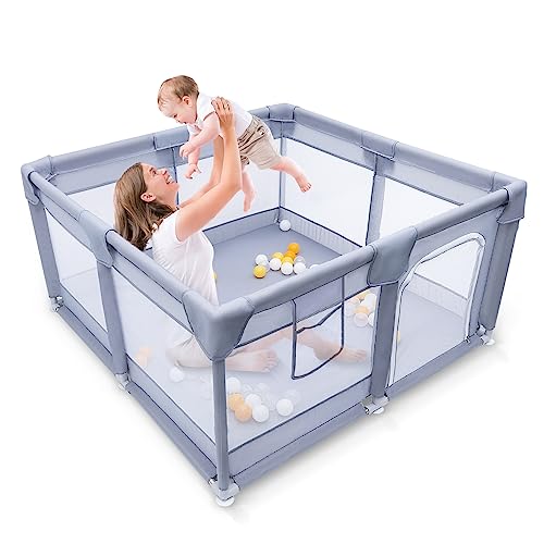 Baby Playpen, Baby Playard, Large Baby Playard, Indoor & Outdoor Kids Activity Center with Anti-Slip Base, Sturdy Safety Play Yard, Baby Fence