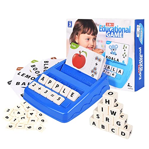 DEGIDEGI Educational Toys for Kids Ages 4-8,Learning Games for Preschool Boys Girls Spelling/Reading/Math Learning/Word Recognition, Matching Letter Gift Toys for Kindergarten Kids(Navy Blue)