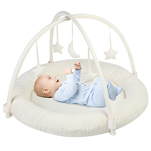 Beright Baby Gym, Baby Play Gym with Movable and Detachable Hoops, Baby Activity Center with Hanging Out Toys in Shape of a Moon and Stars, Perfect Newborn Toys