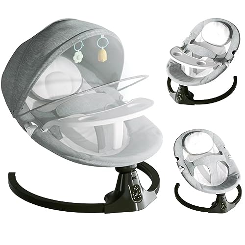 MegaJoy Electric Baby Swing for Infants, Baby Rocker for Infants with 5 Speeds, 12 Lullabies, Bluetooth Speaker, 3 Gear Timer, Dinner Plate, Remote Control & Smart Screen