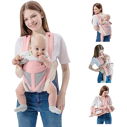 FUNUPUP Baby Carrier Newborn to Toddler, 4-in-1 Adjustable Breathable Infants Carrier Slings for Baby up to 35 lbs (Pink)