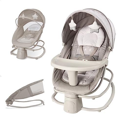 Mastela Baby seat for Infants Baby Swing with Dinner Plate 4-in-1 Adjustable backrest Baby Bouncer Electric Adjustable Rocking Chair with Remote Control…