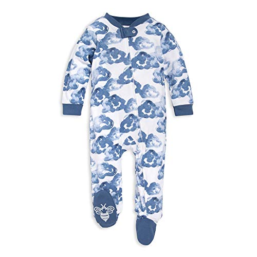 Burt’s Bees Baby baby boys Play Pjs, 100% Organic Cotton One-piece Romper Jumpsuit Zip Front Pajamas and Toddler Sleepers, Moonlight Clouds, 3 Months US