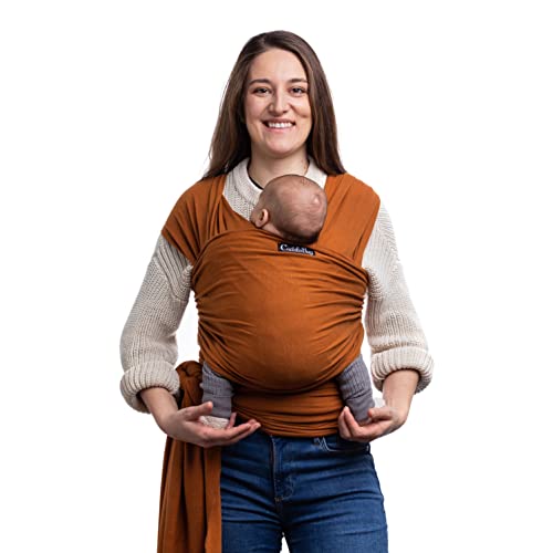 Cuddlebug Hands-Free Baby Carrier Wrap – Soft & Stretchy Baby Carrier Newborn to Toddler 7-35 lbs – One-Size-Fits-All Baby Holder Wrap – Hip-Healthy Wrap (Brown)