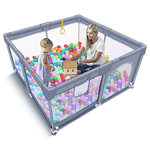 JIALIU Baby Playpen, 50×50 Soft Safety Playard for Babies and Toddlers, Play Pen for Babies with Breathable Mesh Gate, Indoor & Outdoor Baby Play Yard for Kids Activity Center