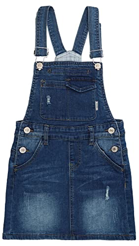 KIDSCOOL SPACE Baby Girls Skirt,Ripped Soft Strechy Denim Toddler Girls Summer Overalls Dress,Deep Blue,6-9 Months