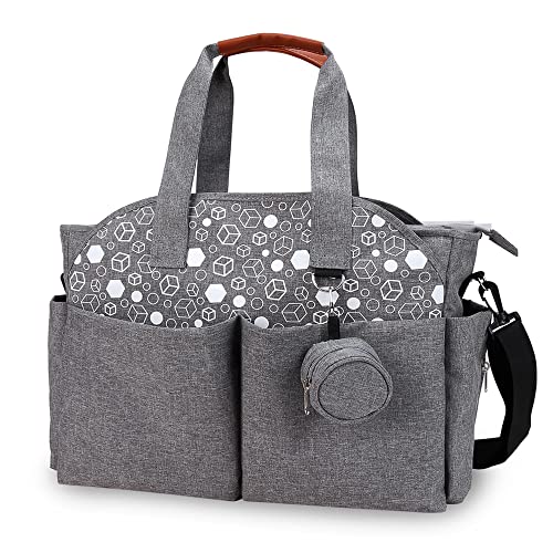 Diaper Bag Tote with Changing Station Upgrade Multi-Function Baby Bag with Adjustable Shoulder Strap Insulated Pockets (N Gray)