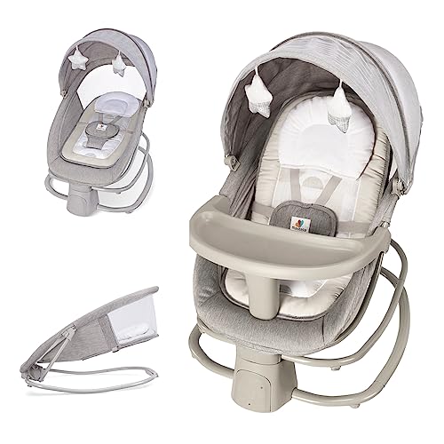 Mastela 4-in-1 Baby Swing for Infants with Dinner Plate app contro on Your Phone Adjustable backrest Baby Bouncer Electric Adjustable Rocking Chair