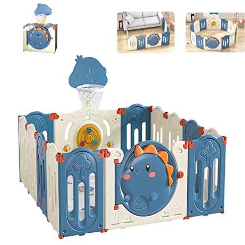 Baby Playpen, Foldable Baby Playard/Portable Spacious Baby Fence, Kids Activity Centre Safety Play Yard Home, Kids Activity Centre Safety Play Yard Home (14 Panel) (Blue)