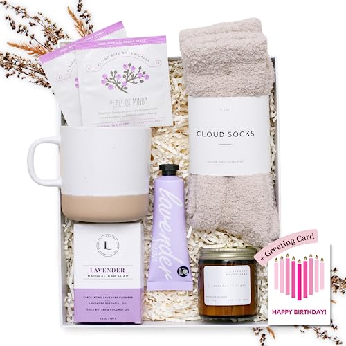 Birthday Gifts For Women, Care Package For Her, Thinking Of You, Sympathy, Birthday Gift, Self-care Relaxation Gift, Get Well Soon Gift, Spa Gift Basket (“Happy Birthday” Card)