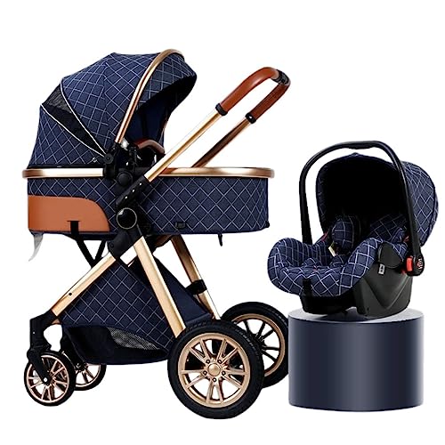 Wisesonle Baby Stroller with Bassinet Mode, High Landscape Strollers in Baby, Pram Stroller Newborns and Up (Blue)
