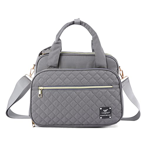 Mini Diaper Bag Tote, Grey Baby Diaper Bags Organizer with Insulted Pocket for Babies Bottle for Mom Travel Baby Shower Gifts