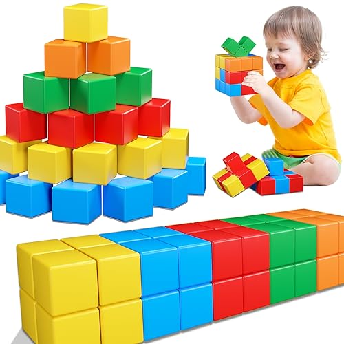 Magnetic Blocks for Toddlers Age 1-3 Large Building Blocks Toys for Toddlers 3-5 4-8 Gifts Montessori Magnetic Cubes for Kids Educational Magnet Toys for Kids Ages 3 4 5 6 7+Years Old Boys Girls