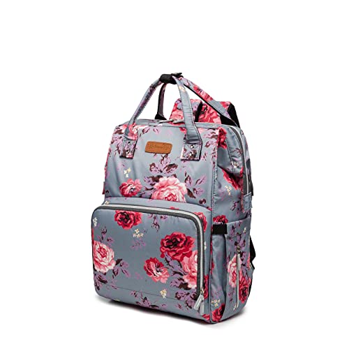 Diaper Bag Backpack, Baby Bag with Changing Pad, Waterproof Multifunction Nappy Bag,Maternity Travel Back Pack for Mom&Dad with Insulated Pockets (Floral)