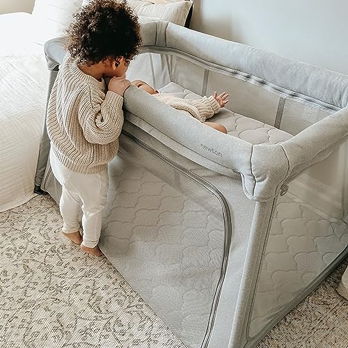 Newton Baby Bassinet Insert for Travel Crib & Playard | Includes Mattress & Sheet – 100% Breathable & Washable, Dual-Layer Cover | Mesh Walls | for Newborns up to 5 Months