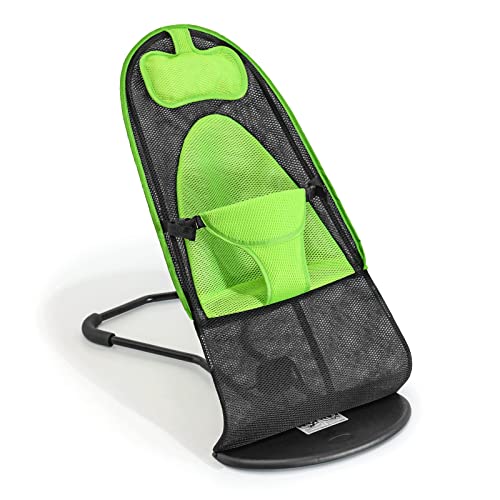 Aduyiuce Baby Bouncer Rocker Seat, Foldable Portable Easy Travel Carry – Frame, Mesh, Black/Green