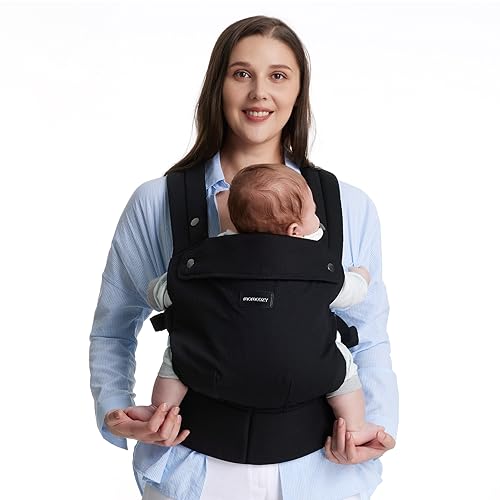Momcozy Baby Carrier Newborn to Toddler – Ergonomic, Cozy and Lightweight Infant Carrier for 7-44lbs, Effortless to Put On, Ideal for Hands-Free Parenting, Enhanced Lumbar Support, Black