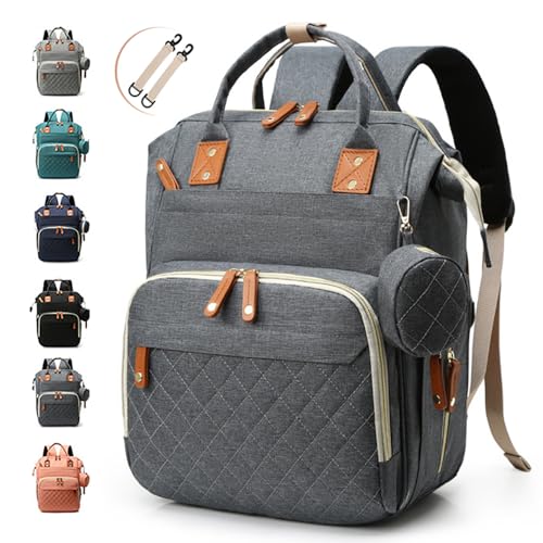 ABRAYAN] Diaper Bag Backpack, Large Capacity, Insulated Pockets,Pacifier Case, USB Charging Port, Oxford fabric & Waterproof (Dark Gray)