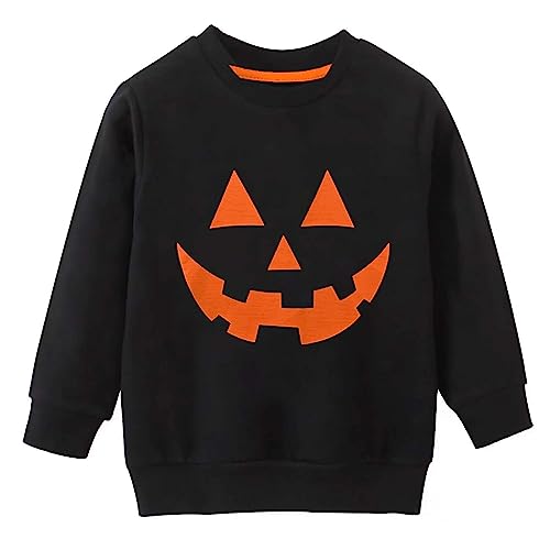 Mrocioa Fashion Boys Halloween Sweatshirts Toddler Kids Long Sleeve Blouse Tops Clothes for Size 6 7 Years Black