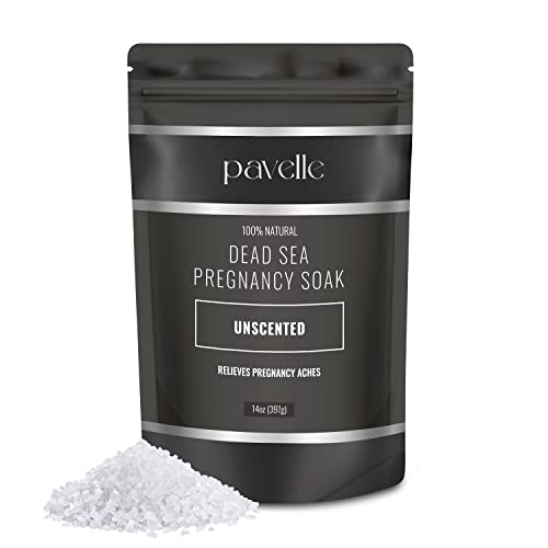 Pavelle Dead Sea Pregnancy Soak 100% Natural Relaxing Bath Salts & Pure Magnesium Flakes for Women Self Care Relieves Pregnancy Aches, Pains & Morning Sickness Made in The USA Unscented, 14oz